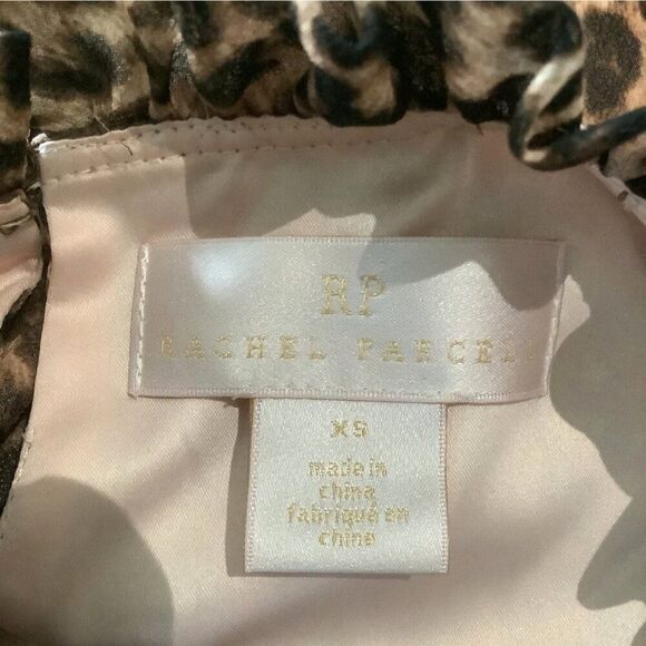 ANTHRO Rachel Parcell Leopard Print Ruffled High Neck Blouse XS Top Boho Neutral - Picture 5 of 6